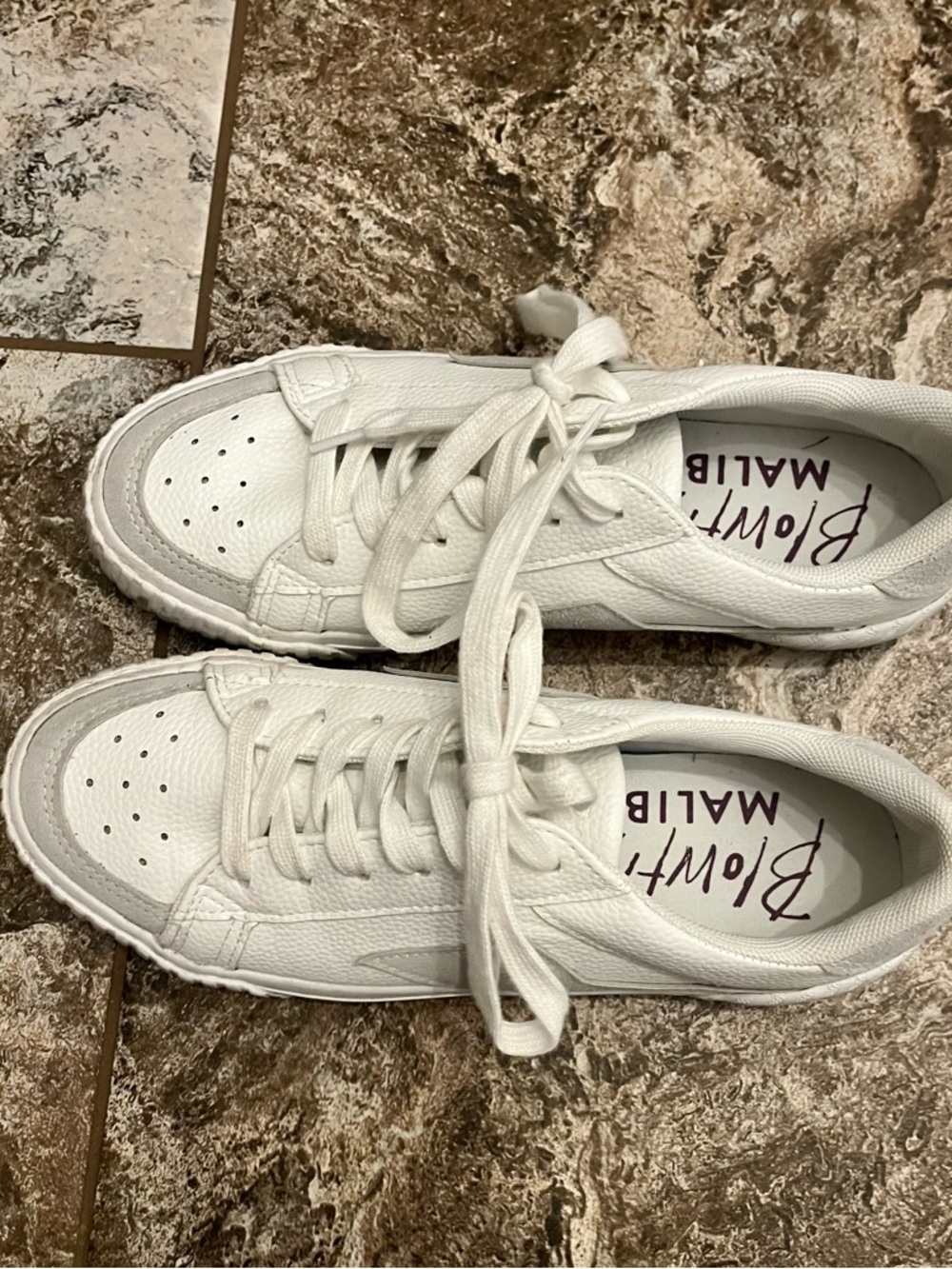 Brownhill Malibu White Leather Lace-Up Sneakers for Women